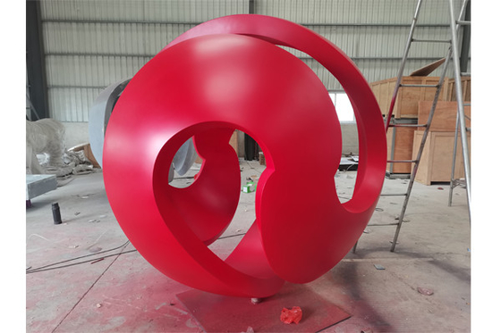 2M Red Painted Ball Stainless Steel Sculpture Garden Decoration