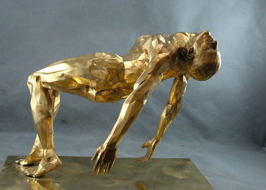 Modern Bronze Sculpture, Bronze Man Sculpture Gold Finished