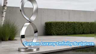Escultura de bucle infinito de acero inoxidable pulido espejo personalizado