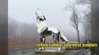 Escultura galopante geométrica moderna: estatua artística de acero inoxidable pulido espejo para lujo G