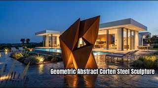 El monolito: escultura geométrica abstracta de acero corten