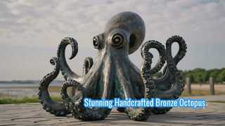 Estatua de pulpo gigante de bronce hecha a mano | Decoración costera y náutica para el hogar y la oficina