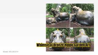 Escultura de bronce de hipopótamo madre y bebé