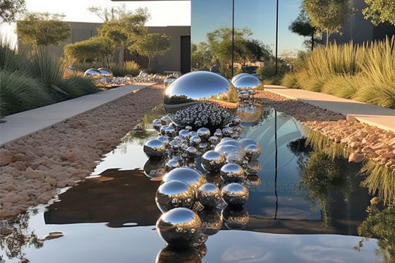 Un buen precio. Arte de esfera de bola infinita de acero inoxidable moderno Escultura de metal al aire libre en línea