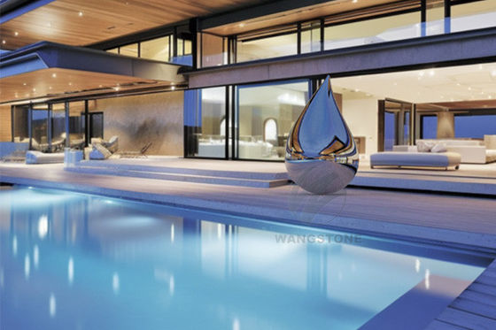 Un buen precio. Acero inoxidable Arte exterior de metal pulido Escultura de gota de agua en línea