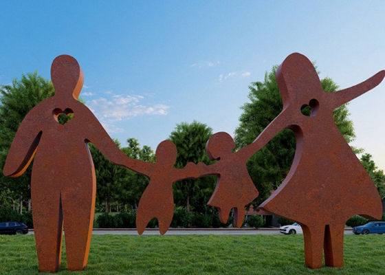 Un buen precio. Parque público de jardín Arte de metal Corten Escultura de figuras familiares de acero en línea
