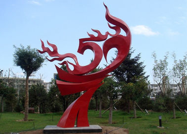 Un buen precio. Escultura roja pintada grande de la llama del metal, esculturas abstractas del jardín del metal en línea