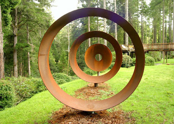 Un buen precio. Escultura de acero al aire libre oxidada cortada laser de Corten para la forma del círculo de la decoración del jardín en línea