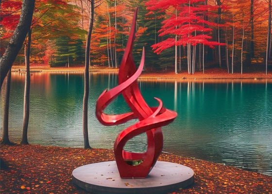 Un buen precio. Escultura de llama de acero inoxidable al aire libre moderna Arte de metal pintado a medida en línea