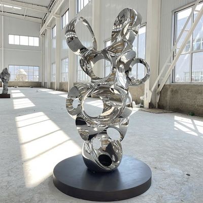 Un buen precio. Espejo de círculo decorativo de acero inoxidable pulido escultura de arte de metal en línea
