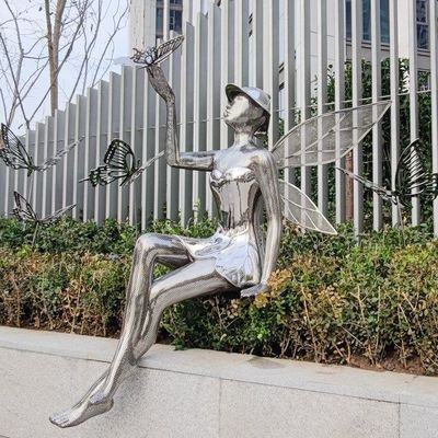 Un buen precio. Gran figura de acero inoxidable al aire libre Escultura moderna de la hada de metal en línea