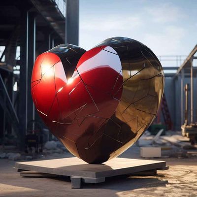 Un buen precio. Corazón al aire libre Escultura de acero inoxidable Decoración urbana Resumen en línea