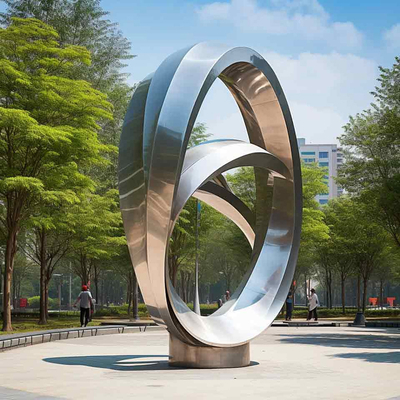 Un buen precio. Escultura moderna de capullos de acero inoxidable en exteriores con espejo en línea