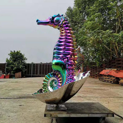 Un buen precio. 200cm de acero inoxidable exterior escultura de caballo de mar PVD revestimiento en línea