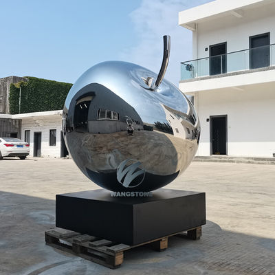 Un buen precio. Espejo de acero inoxidable resistente a la intemperie Escultura de manzana Arte de jardín al aire libre Decoración de patio moderno en línea