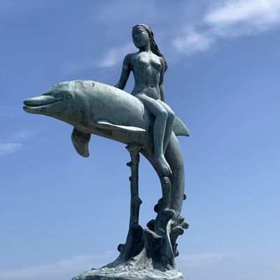 Un buen precio. Decoración de arte de metal al aire libre Estatua de escultura de sirena de cobre de bronce de tamaño natural en línea