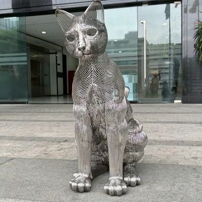 Un buen precio. Modern Art Cat Animal Decorative Metal Stainless Steel Sculpture Outdoor Large Statue Factory en línea