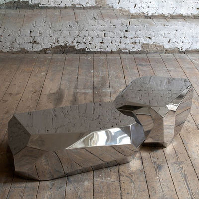 Un buen precio. Acero inoxidable pulido decoración casera estupenda de la escultura del banco como paisaje perfecto en línea