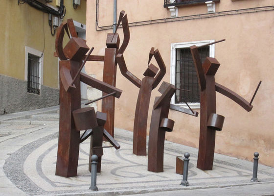 Un buen precio. Escultura de la banda de acero del ODM Rusty Man Play Instruments Corten en línea