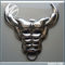 50cm Metal Wall Sculpture Painted Buffalo Skull Wall Art Stainless Steel Material