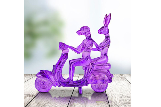 Escultura al aire libre de la fibra de vidrio de Art Transparent Resin Rabbit Dog del jardín contemporáneo
