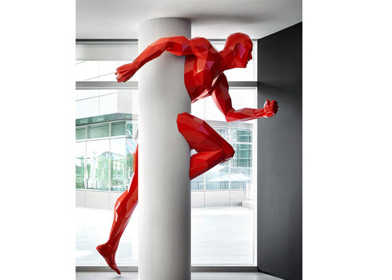 Un buen precio. Decoración moderna pintada grande de la pared de la escultura de Art Geometric Running Man Fiberglass en línea