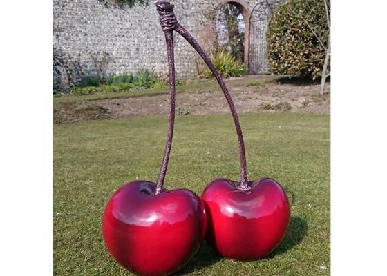 Un buen precio. Fibra de vidrio al aire libre moderna pintada grande Cherry Sculpture de la estatua de la fruta en línea