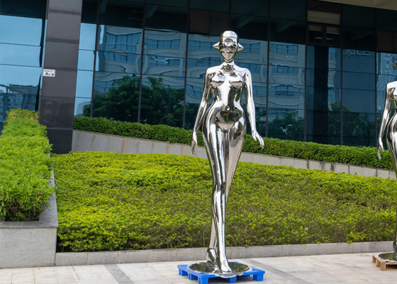 Un buen precio. Escultura de mujer de acero inoxidable pulido para decoración de jardín, 200 cm de alto en línea