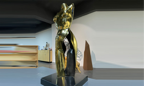 Decoración de cobre amarillo pulida del hogar de señora Bronze Bust Statue del bastidor del oro