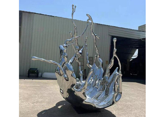 Escultura de acero inoxidable de la onda del jardín creativo con la talla 150 regular alta