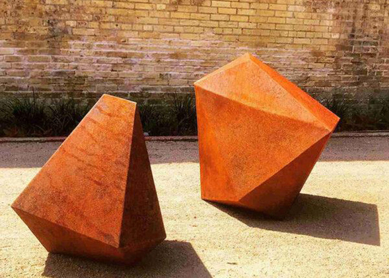 Escultura de acero de la geometría de Corten de la decoración abstracta del jardín del metal