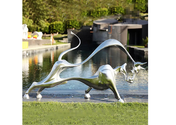 Un buen precio. Decoración contemporánea Matt Stainless Steel Bull Sculpture con longitud del tamaño el 180cm en línea
