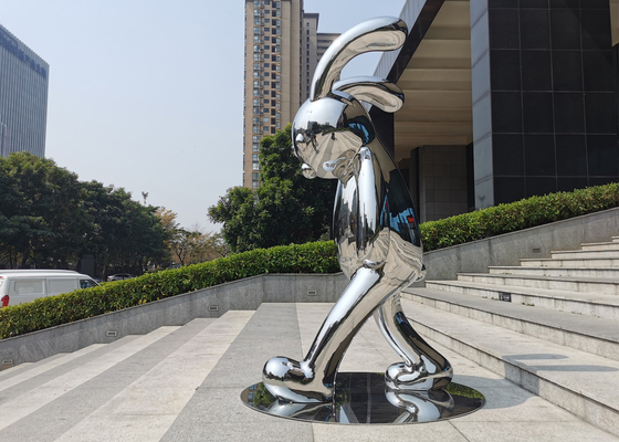 Escultura de acero inoxidable del conejo de la decoración contemporánea del jardín
