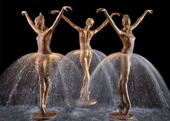 Fuente de agua de bronce de la bailarina de la decoración al aire libre del jardín con altura del tamaño el 180cm