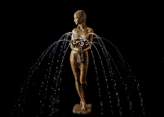 Un buen precio. Decoración al aire libre Ballerina de bronce con escultura de agua de flores Fuente en línea