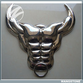 Un buen precio. acero inoxidable pintado escultura del arte de la pared del cráneo del búfalo de la pared del metal de los 50cm material en línea