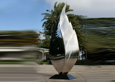 Un buen precio. Decoración de arte de parques Escultura de hojas de metal pulidas Estabilidad a la corrosión de acero inoxidable en línea