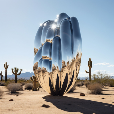 Un buen precio. Esculptura de cactus al aire libre de acero inoxidable para decoración de parques públicos en línea
