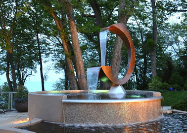 Un buen precio. Forma de acero contemporánea de la fuente C de la característica del agua de Corten para al aire libre en línea