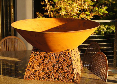 Un buen precio. Cuenco de acero del hoyo del fuego de Corten del diseño contemporáneo con final oxidado del soporte de la hoja en línea