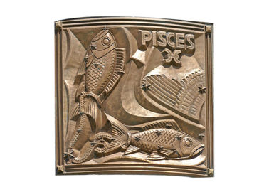 Un buen precio. Diverso arte los 200*200cm de la soldadura de la placa del alivio del bronce de Piscis de los tamaños en línea
