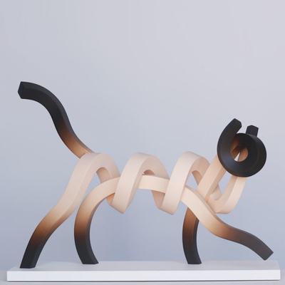 Un buen precio. Animales al aire libre Escultura de perro blanco y negro de acero inoxidable en línea