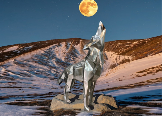 Un buen precio. Gran animal abstracto Escultura de acero inoxidable Arte lobo Técnica de soldadura de metal para la decoración en línea