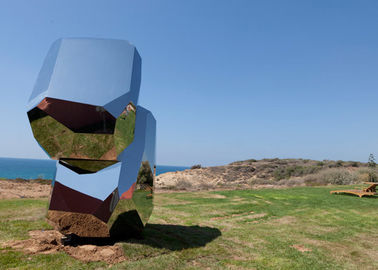 Un buen precio. El ajardinar moderno pulido espejo de la roca de la escultura al aire libre grande del acero inoxidable en línea