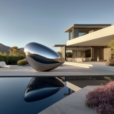 Un buen precio. Espejo pulido de acero inoxidable moderno exterior Escultura abstracta Diseño de llegada en línea