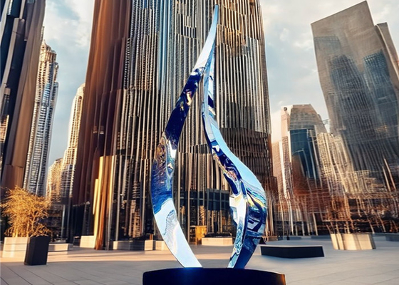 Un buen precio. Arte abstracto a medida Escultura de metal al aire libre Espejo de acero inoxidable Artesanía de metal pulido en línea