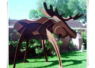 Un buen precio. La estatua de acero de los alces de Corten de los animales, estilo abstracto aherrumbró el arte de acero del jardín en línea
