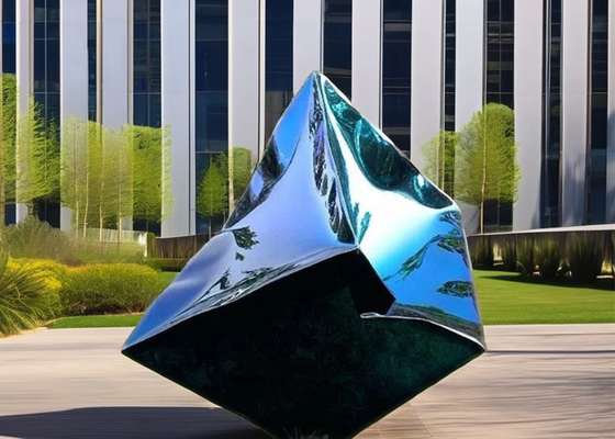 Un buen precio. Decoración de jardín al aire libre a medida Arte moderno Estatua abstracta de metal Cubo Escultura de acero inoxidable en línea