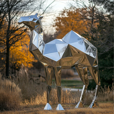 Un buen precio. Dibujo 3D Espejo Polido Geometría Acero inoxidable Esculptura de camello en línea