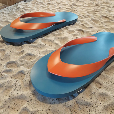 Un buen precio. Gran escultura de acero inoxidable al aire libre Flip Flop Arte de metal pintado público en línea